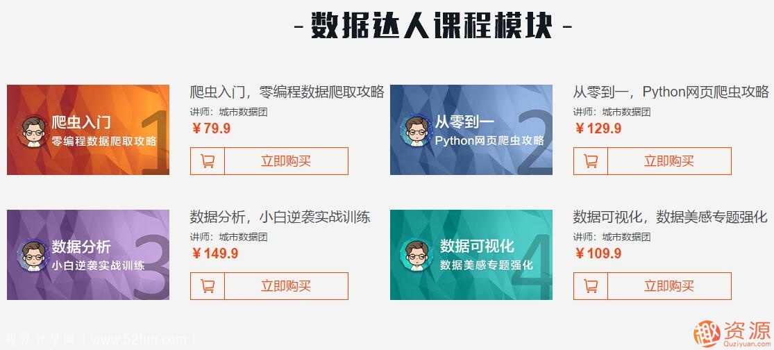 城市數據團：數據達人培養計劃-四門Python爬蟲課合集_資源網站插圖1