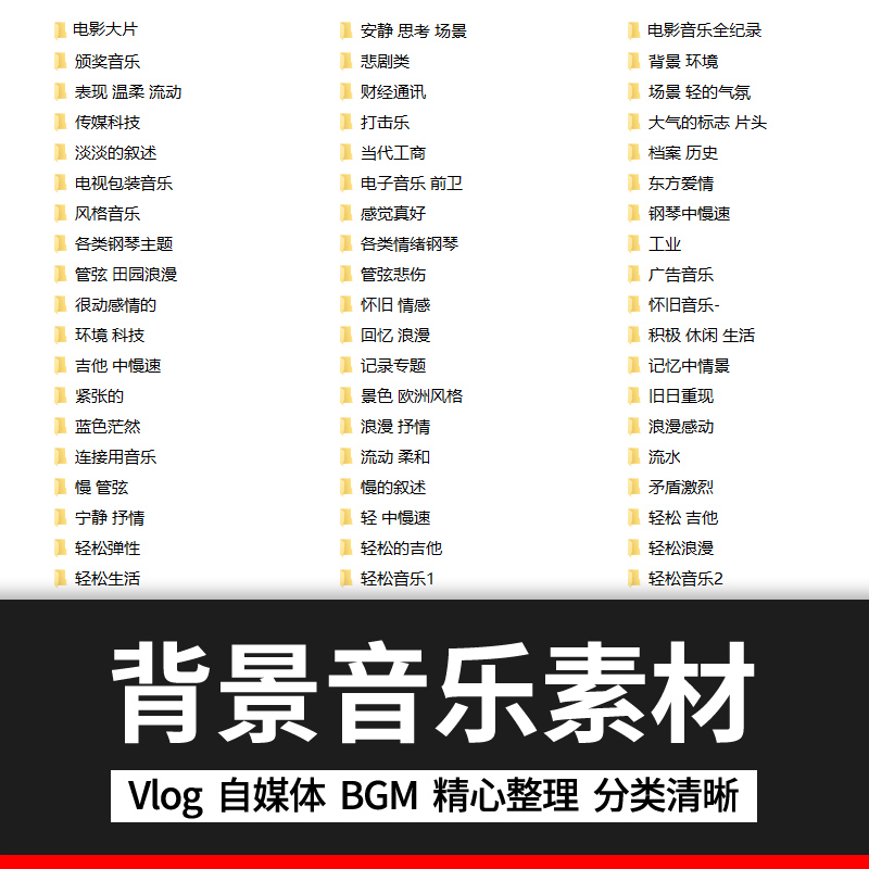 （可商用配音/音頻）660首VlogBGM視頻短片背景音樂無版權素材自媒體時尚節奏卡點FCPXPR（22GB）