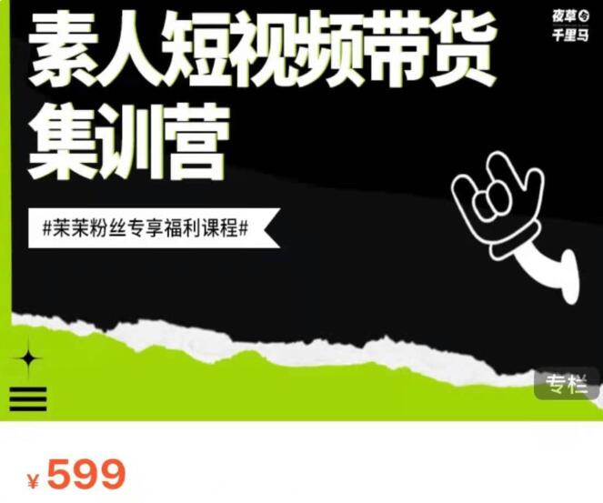 素人短視頻帶貨集訓營價值599元-百度云分享