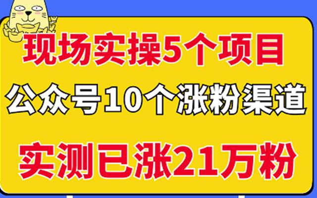 現場實操5個公眾號項目，10個漲粉渠道，實測已漲21萬粉