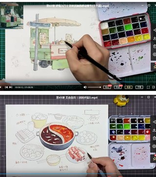 阿童木旅行插畫系統(tǒng)課2022年鋼筆淡彩【畫質(zhì)不錯有資料】