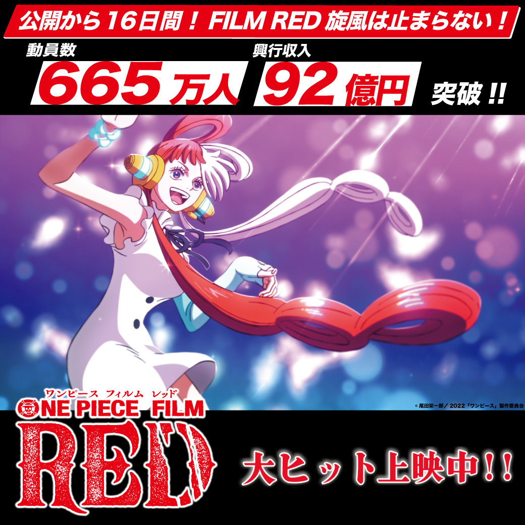 《海賊王：紅發歌姬》就已經達到了92億日元、觀影人數665萬人！插圖