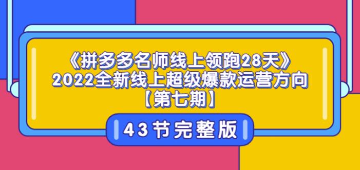 《拼多多名師線上領跑28天》2022全新線上超級爆款運營方向【第七期】43節課