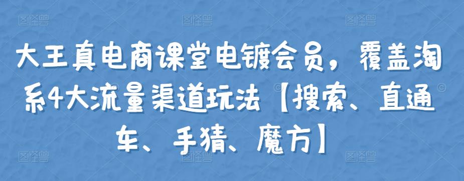 大王真電商課堂電鍍會員，覆蓋淘系4大流量渠道玩法【搜索、直通車、手猜、魔方】