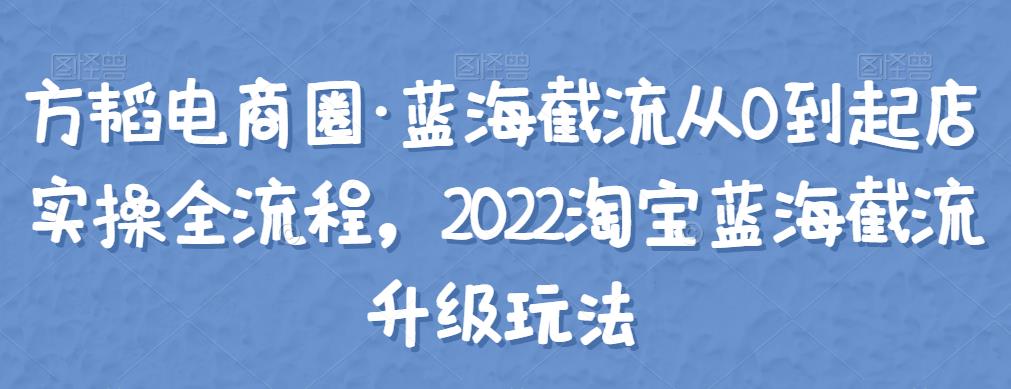 方韜電商圈?藍海截流從0到起店實操全流程，2022淘寶藍海截流網盤分享