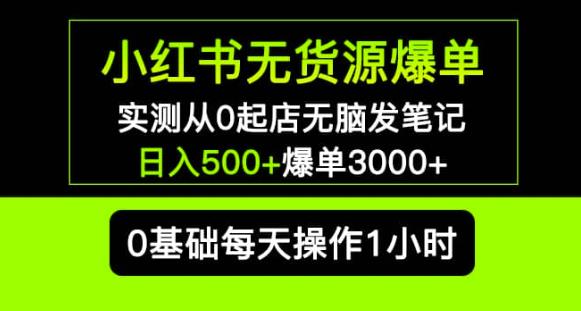 小紅書無貨源爆單實測從0起店發筆記爆單3000+長期項目百度網盤