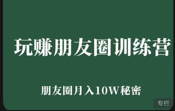 玩賺朋友圈系統課，朋友圈月入10W的秘密，?7天系統圖文課程百度網盤