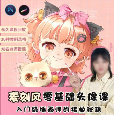麥刻風2022零基礎頭像課ipad入門商業插畫接單百度網盤