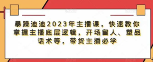 暴躁迪迪2023年主播課，快速教你掌握主播底層邏輯，開場(chǎng)留人塑品話術(shù)等，帶貨主播必學(xué)百度網(wǎng)盤插圖