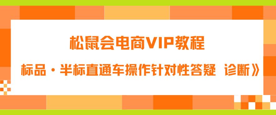 松鼠會電商VIP教程：《付費推廣標品?半標直通車操作針對性答疑&診斷》