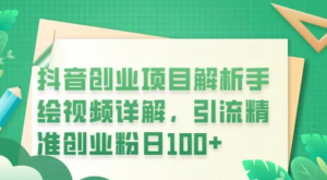 抖音創(chuàng)業(yè)項目解析手繪視頻詳解，引流精準(zhǔn)創(chuàng)業(yè)粉百度網(wǎng)盤插圖
