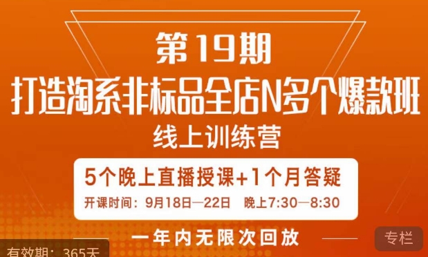 打造淘系非標(biāo)全店N多個(gè)爆款5天線上直播課百度網(wǎng)盤