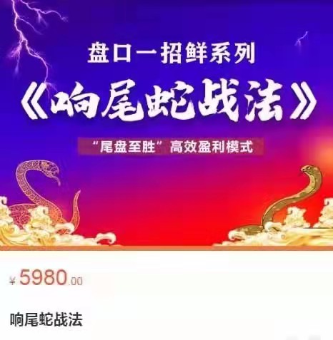 【老姜】原價5980元的《盤口一招鮮系列：響尾蛇戰法，尾盤至勝高效盈利模式》