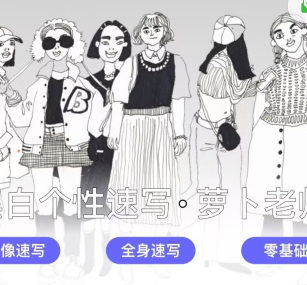 蘿卜老師2022黑白個性人物速寫課百度網盤