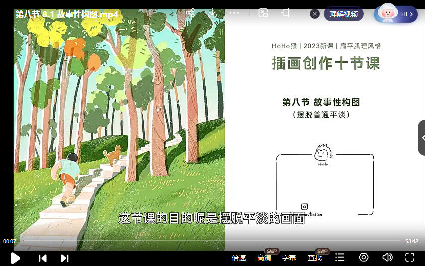 HoHo猴2023年PS板繪扁平肌理風格插畫創作10節課