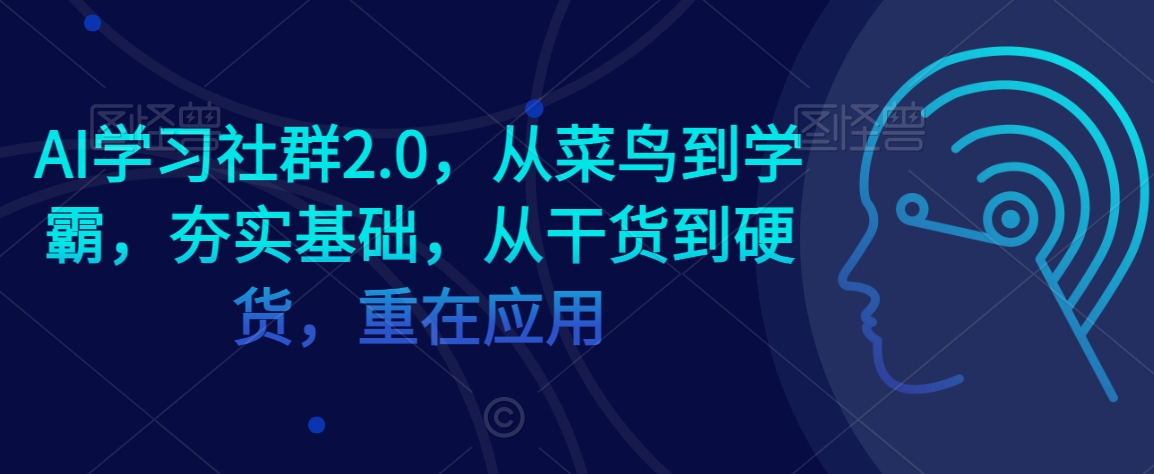 AI學習社群2.0，從菜鳥到學霸，夯實基礎，從干貨到硬貨，重在應用