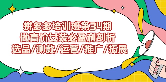 拼多多培訓(xùn)班第34期：做高價女裝盈利：選品/測款/運營/推廣