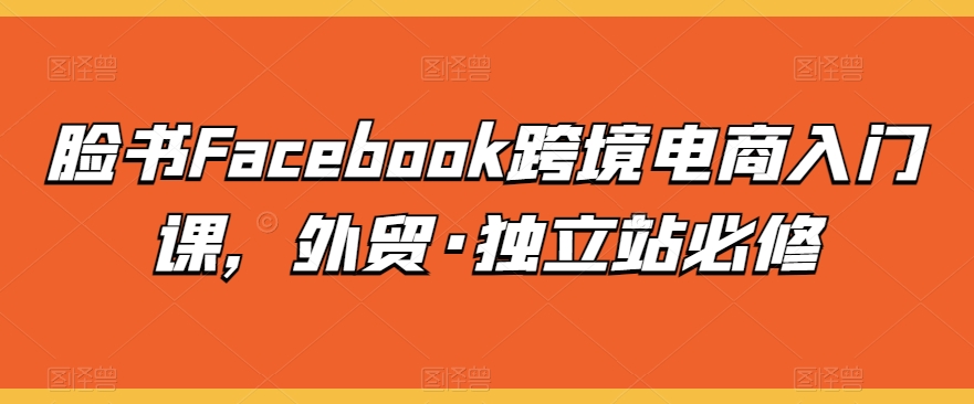 澳門彬哥人教你Facebook臉書跨境電商入門課，外貿·獨立站必修