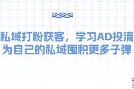 【網賺上新】113.某收費課：私域打粉獲客，學習AD投流，為自己的私域囤積更多子彈