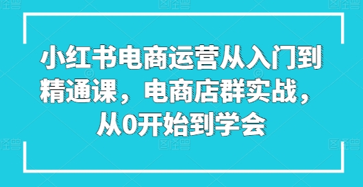小紅書電商運營從入門到精通課，電商店群實戰(zhàn)，從0開始到學會