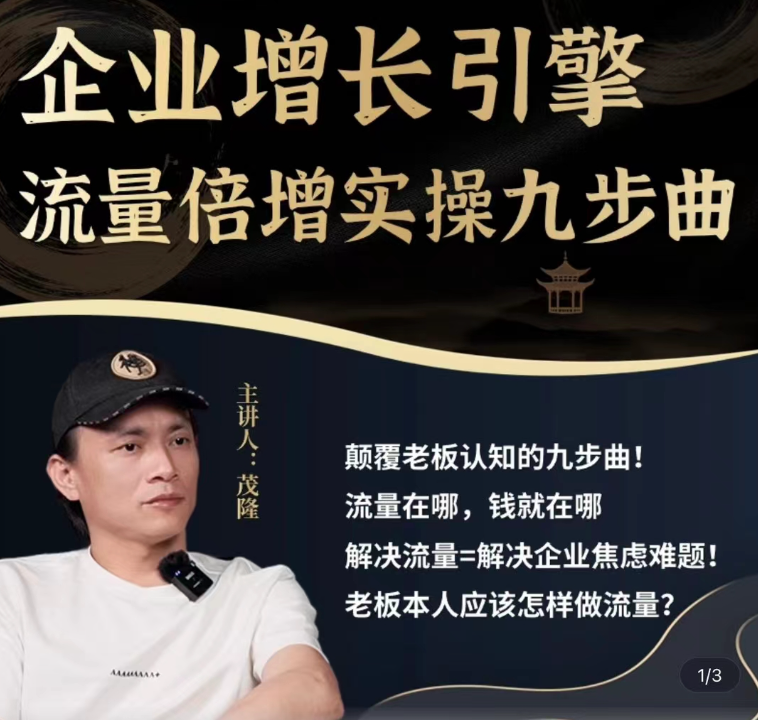 【茂隆】企業增長引擎流量倍增實操九步曲，一套課程幫你找到快速、簡單、有效、可復制的獲客+變現方式插圖